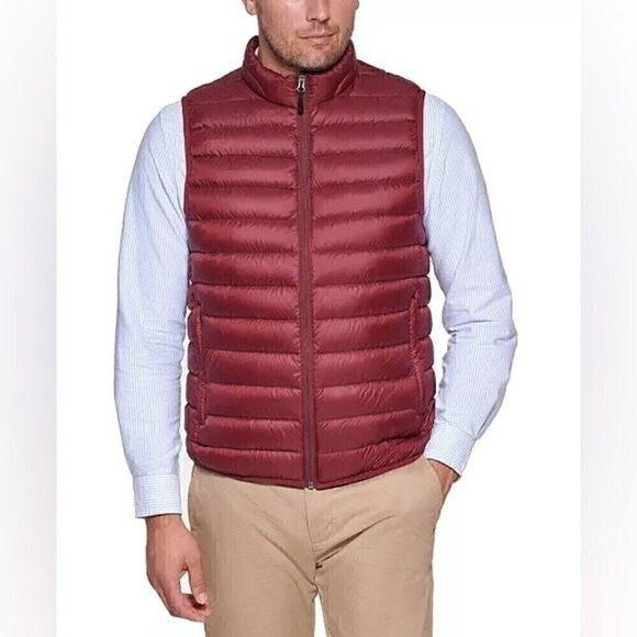 CLUB ROOMMen's Quilted Packable Puffer Vest, jacket color port Men's winter coat - Picture 1 of 16